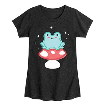 Girls 7-16 Frog on Mushroom Tee