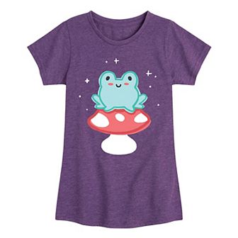 Girls 7-16 Frog on Mushroom Tee