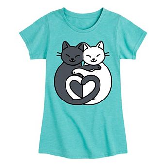 Girls 7-16 Cats Heart Tails Tee