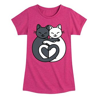 Girls 7-16 Cats Heart Tails Tee