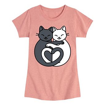 Girls 7-16 Cats Heart Tails Tee