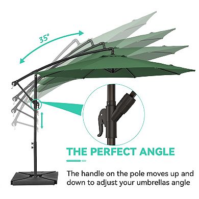 10 Ft Steel Crank-lift Cantilever Umbrella With Weighted Base