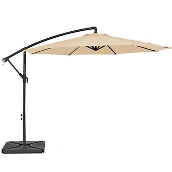 10 Ft Steel Crank-lift Cantilever Umbrella With Weighted Base