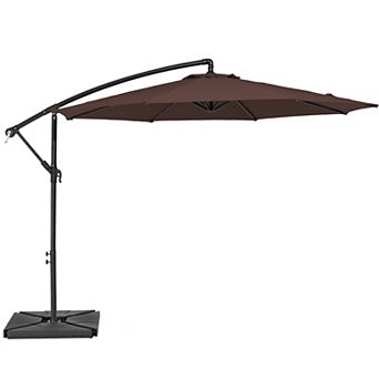 10 Ft Steel Crank-lift Cantilever Umbrella With Weighted Base