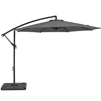 10 Ft Steel Crank-lift Cantilever Umbrella With Weighted Base