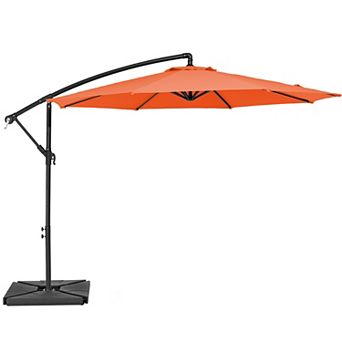 10 Ft Steel Crank-lift Cantilever Umbrella With Weighted Base