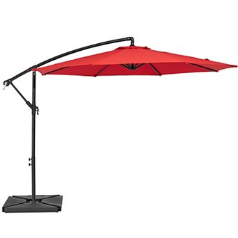 10 Ft Steel Crank-lift Cantilever Umbrella With Weighted Base