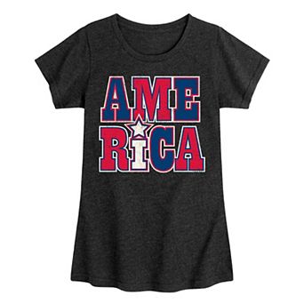 Girls 7-16 America Stacked Tee