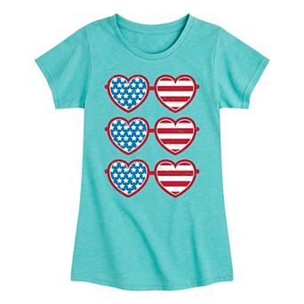 Girls 7-16 Retro Sunglasses American Flag Tee