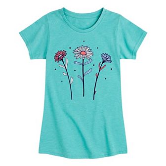 Girls 7-16 Red White Blue Daisies Tee