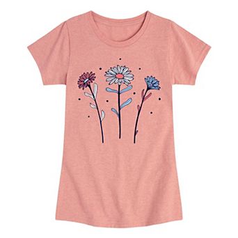 Girls 7-16 Red White Blue Daisies Tee