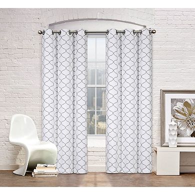 Kate Aurora Set Of 2 Modern Elements Quatrefoil Lattice Poly Cotton Grommet Top Curtain Panels
