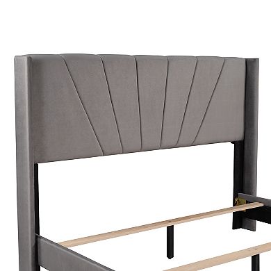 Merax Velvet Upholstered Platform Bed