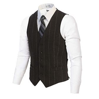 Gioberti Men's 5 Button Slim Fit Formal Herringbone Tweed Suit Vest