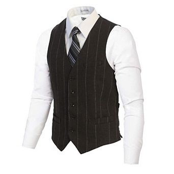 Gioberti Men's 5 Button Slim Fit Formal Herringbone Tweed Suit Vest