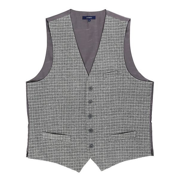 Gioberti Men's 5 Button Slim Fit Formal Herringbone Tweed Suit Vest