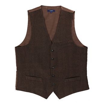 Gioberti Men's 5 Button Slim Fit Formal Herringbone Tweed Suit Vest