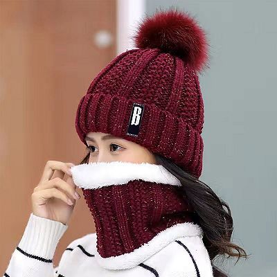 Women s Winter Beanie Hat And Scarf Set Warm Knitting Skull Cap