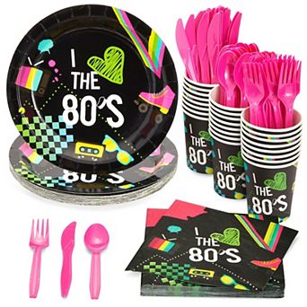 Serves 24 80s Birthday Party Decorations, Plates, Cups, Napkins, Cutlery