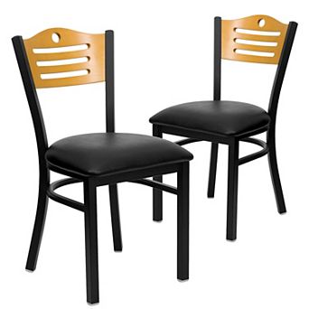 Emma And Oliver 2 Pack Slat Back Metal Restaurant Chair