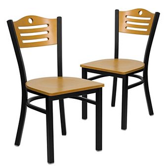 Emma And Oliver 2 Pack Slat Back Metal Restaurant Chair