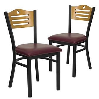 Emma And Oliver 2 Pack Slat Back Metal Restaurant Chair