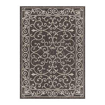 Charleston Vintage Filigree Textured Weave Indoor/outdoor Runner Rug