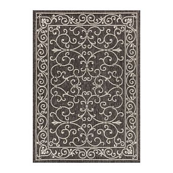Charleston Vintage Filigree Textured Weave Indoor/outdoor Runner Rug