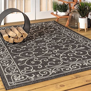 Charleston Vintage Filigree Textured Weave Indoor/outdoor Runner Rug