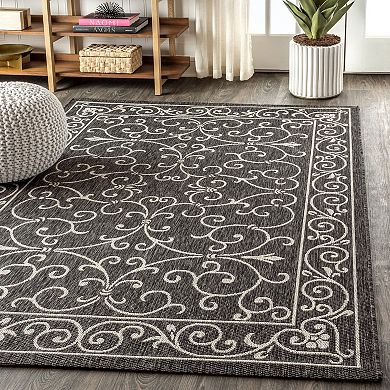 Charleston Vintage Filigree Textured Weave Indoor/outdoor Runner Rug