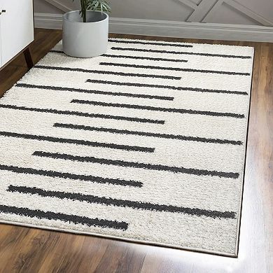 Alaro Berber Stripe Shag Runner Rug