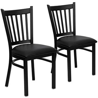 Emma And Oliver 2 Pack Vertical Back Metal Restaurant Chair