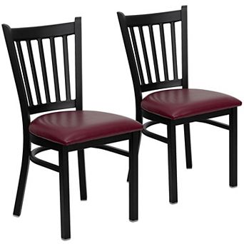 Emma And Oliver 2 Pack Vertical Back Metal Restaurant Chair