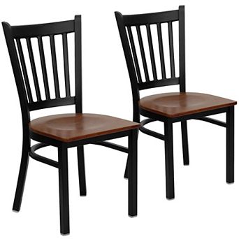 Emma And Oliver 2 Pack Vertical Back Metal Restaurant Chair