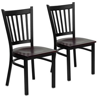 Emma And Oliver 2 Pack Vertical Back Metal Restaurant Chair