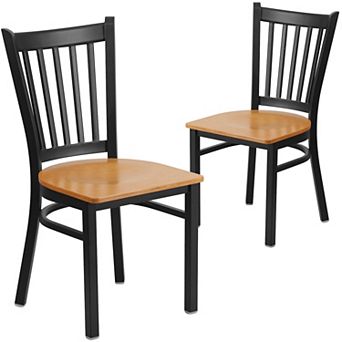 Emma And Oliver 2 Pack Vertical Back Metal Restaurant Chair