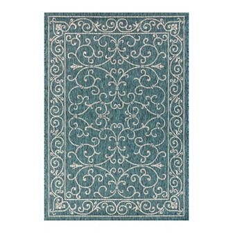 Charleston Vintage Filigree Textured Weave Indoor/outdoor Runner Rug