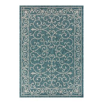 Charleston Vintage Filigree Textured Weave Indoor/outdoor Runner Rug