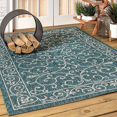 Charleston Vintage Filigree Textured Weave Indoor/outdoor Runner Rug