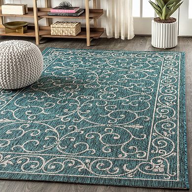 Charleston Vintage Filigree Textured Weave Indoor/outdoor Runner Rug