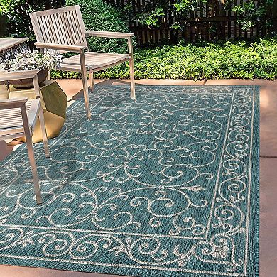 Charleston Vintage Filigree Textured Weave Indoor/outdoor Runner Rug