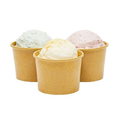 50 Pack Ice Cream Paper Cups, Disposable Sundae Dessert Bowls, 5 Ounces, Brown