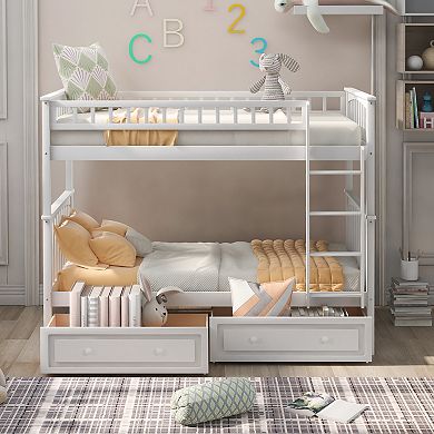Merax Bunk Bed With Drawers, Convertible Beds