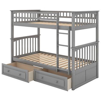 Merax Bunk Bed With Drawers, Convertible Beds