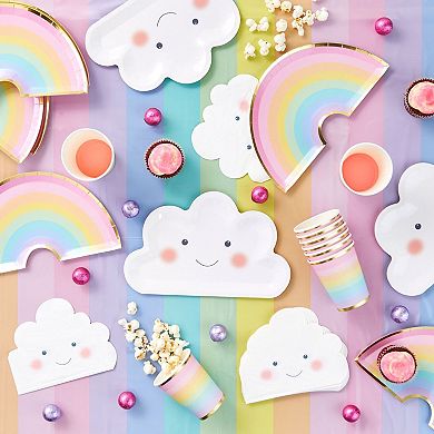 Rainbow Party Supplies with Dinnerware, Serves 24, Tablecloth, Banner, 99 Piece