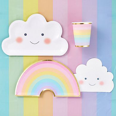 Rainbow Party Supplies with Dinnerware, Serves 24, Tablecloth, Banner, 99 Piece