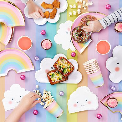 Rainbow Party Supplies with Dinnerware, Serves 24, Tablecloth, Banner, 99 Piece