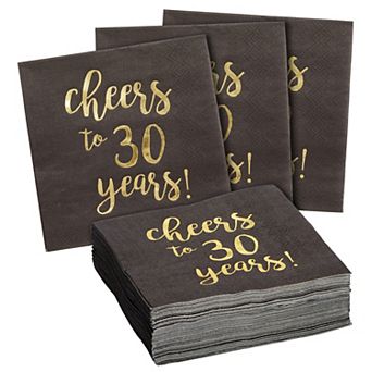 50 Pack Cheers To 30 Years Napkins For 30th Birthday, 3-ply, 5 X 5 in