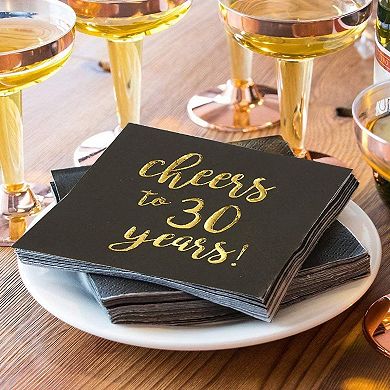 50 Pack Cheers To 30 Years Napkins For 30th Birthday, 3-ply, 5 X 5 In