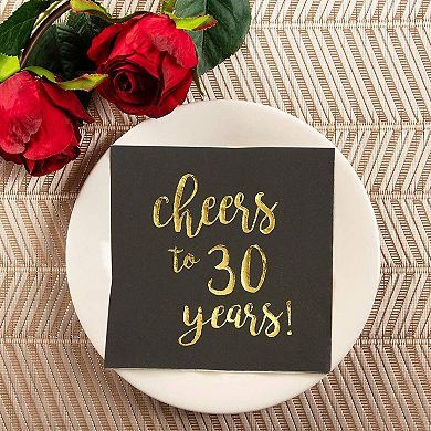50 Pack Cheers To 30 Years Napkins For 30th Birthday, 3-ply, 5 X 5 In